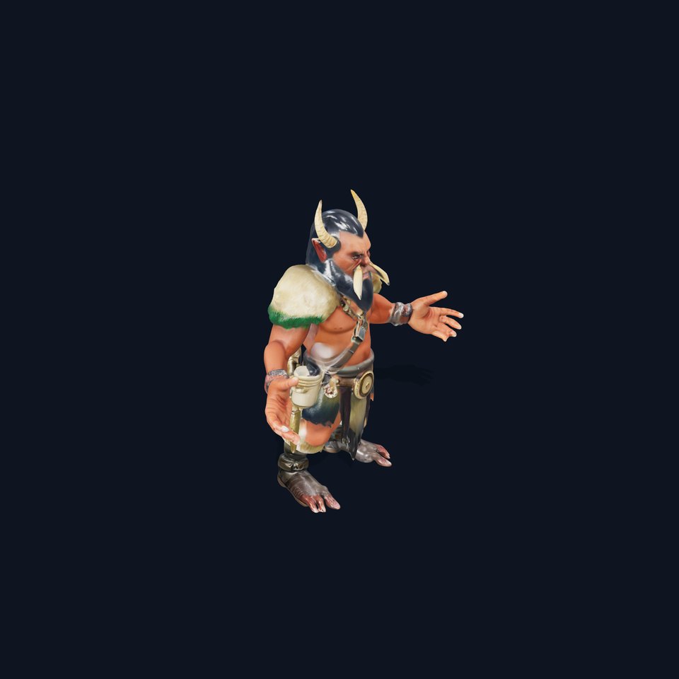 Horned Warrior Dwarf Rigged and Animated D Character Model