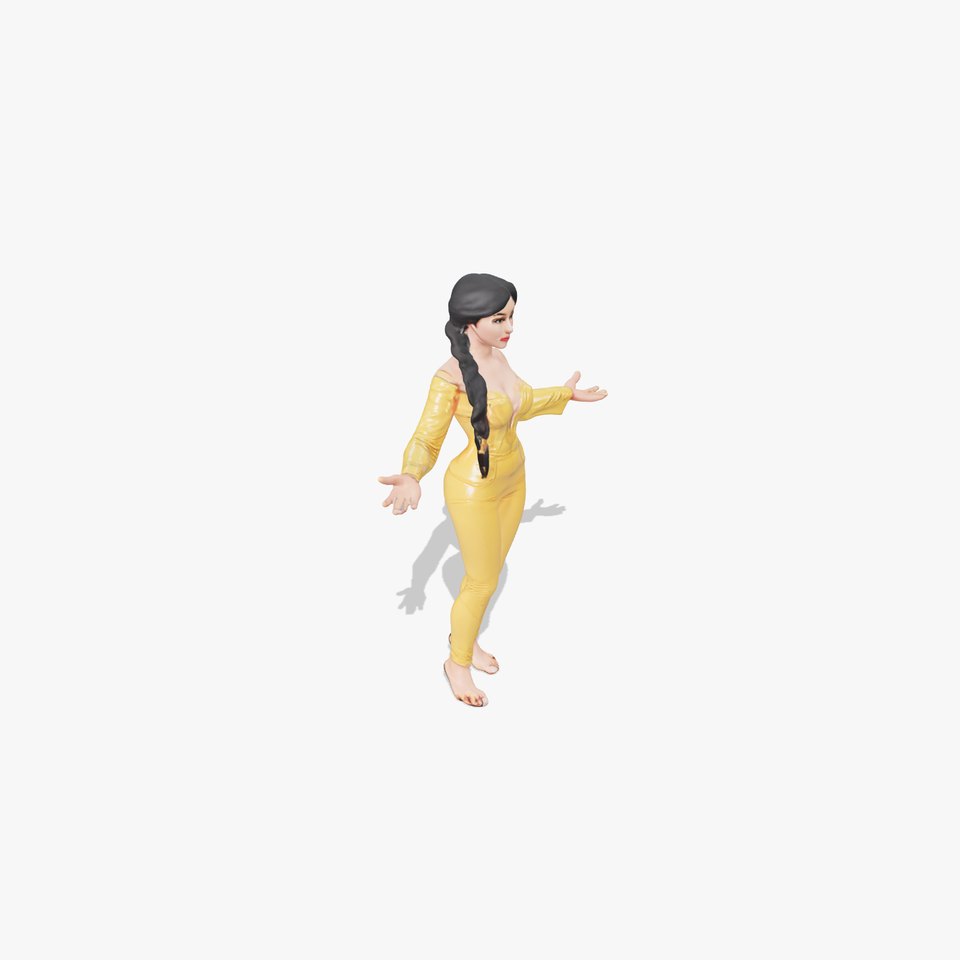 Golden Dancer Rigged and Animated D Character Model