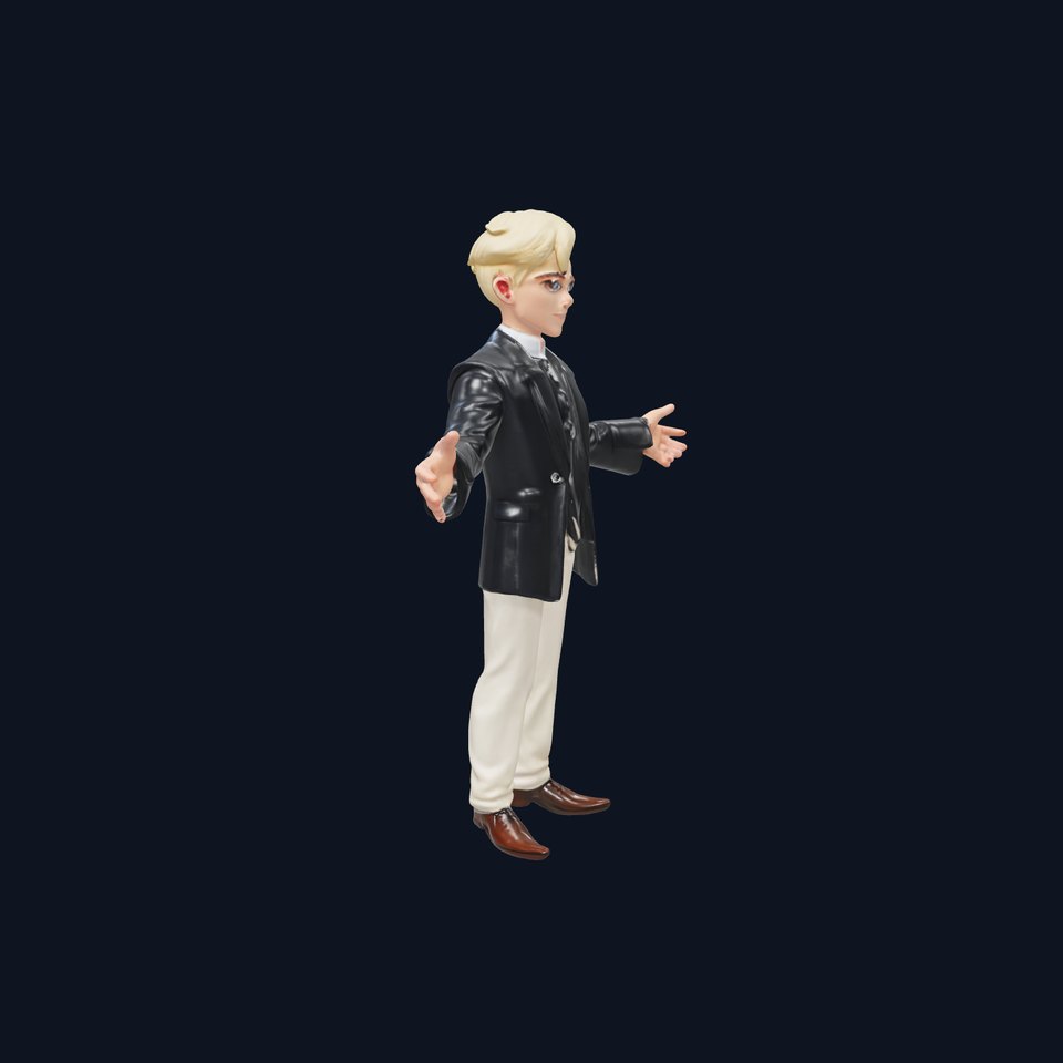 Elegant Young Male Character Rigged and Animated for Games