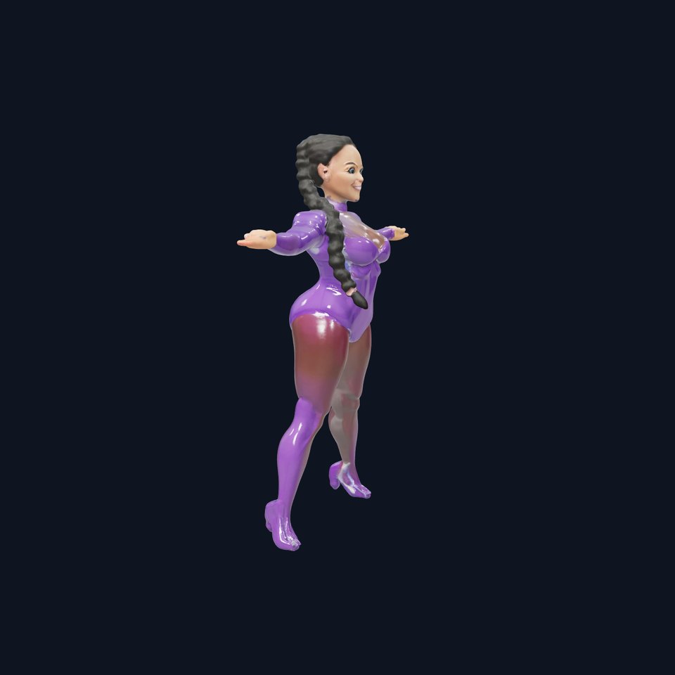 Violet Armored Heroine Rigged and Animated