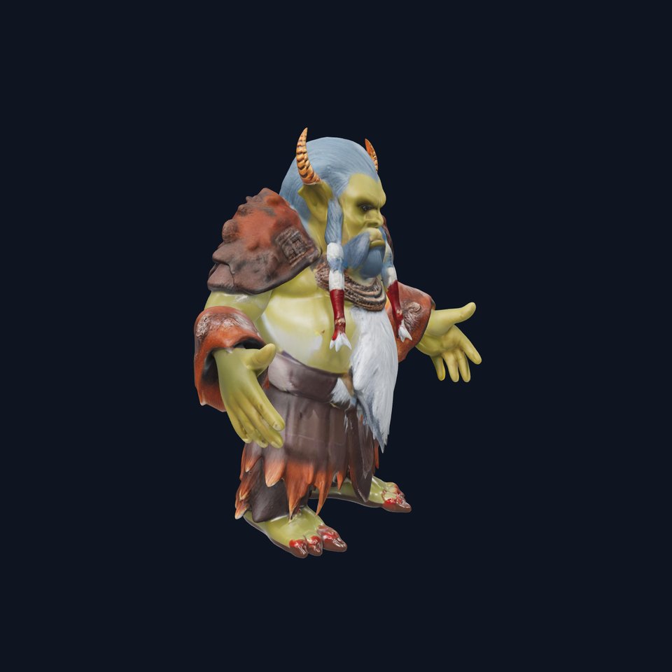 Elder Orc Warrior Rigged and Animated D Character Model