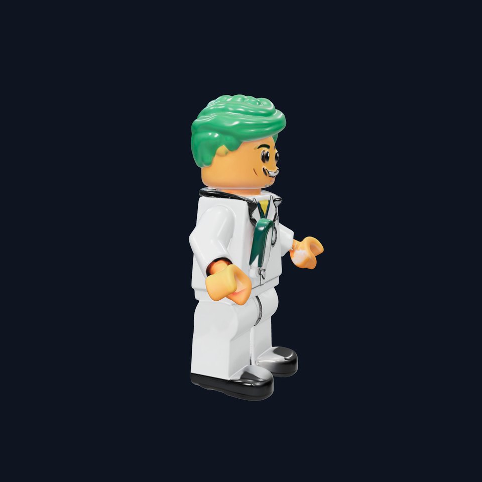 Rigged and animated doctor character model with stethoscope