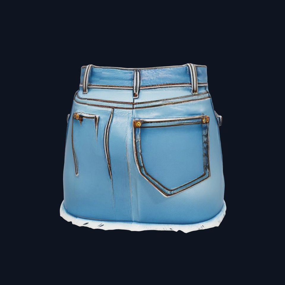 Denim Skirt Model Pack with Textured Details