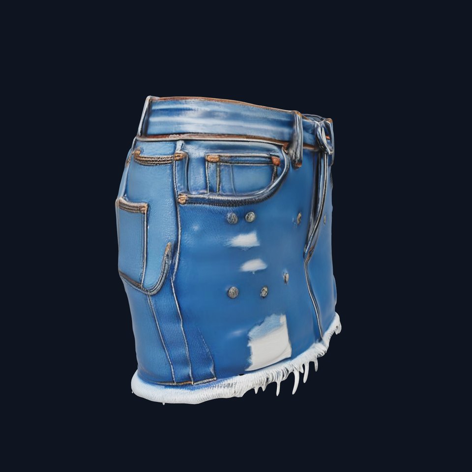 Denim Skirt with Frayed Hem and Studs Model Pack
