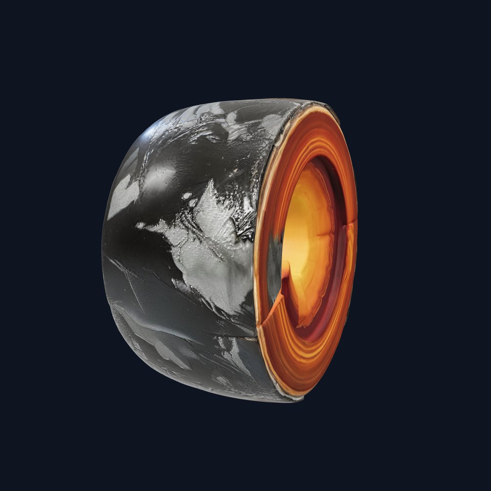 Cutaway Earth Core Model Pack for D Visualization