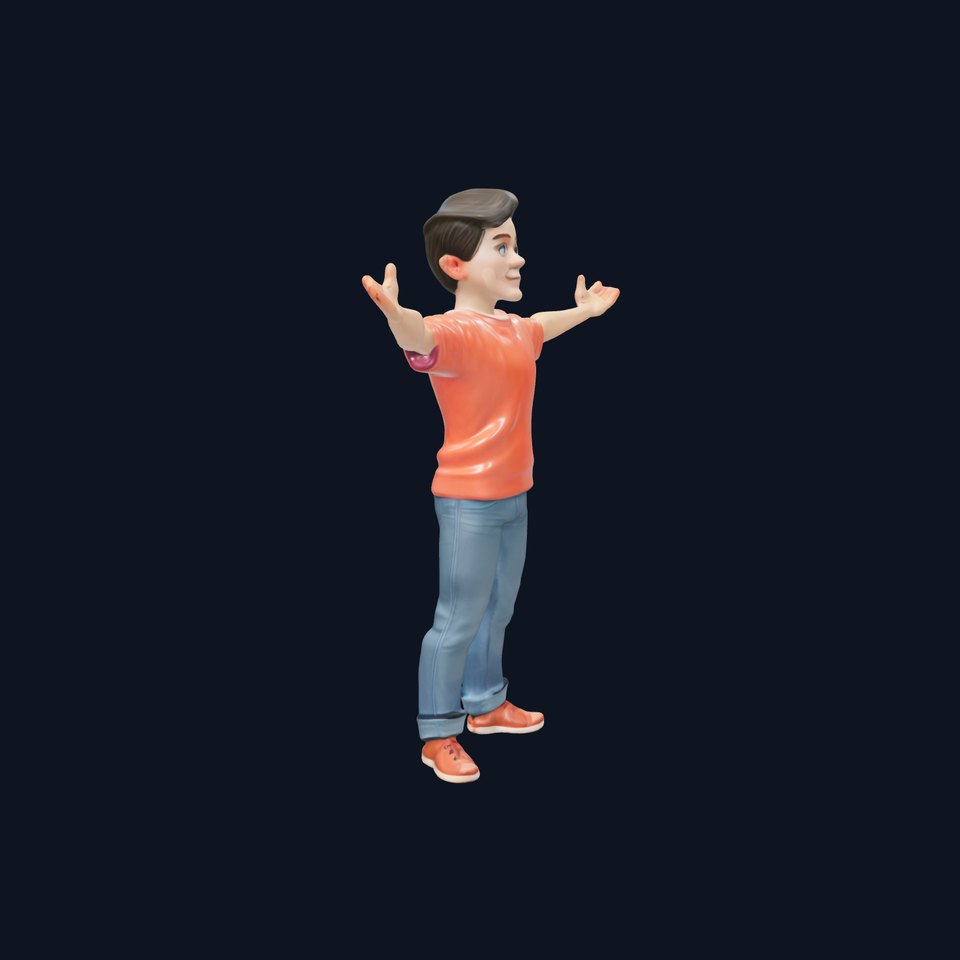 Animated Young Male Character with Casual Attire Rigged and Animated