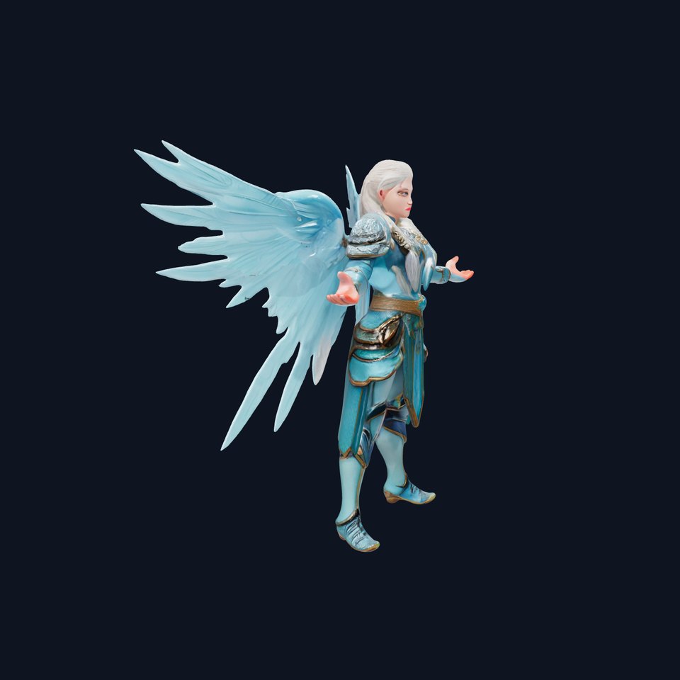 Guardian Angel Character Model  Rigged and Animated