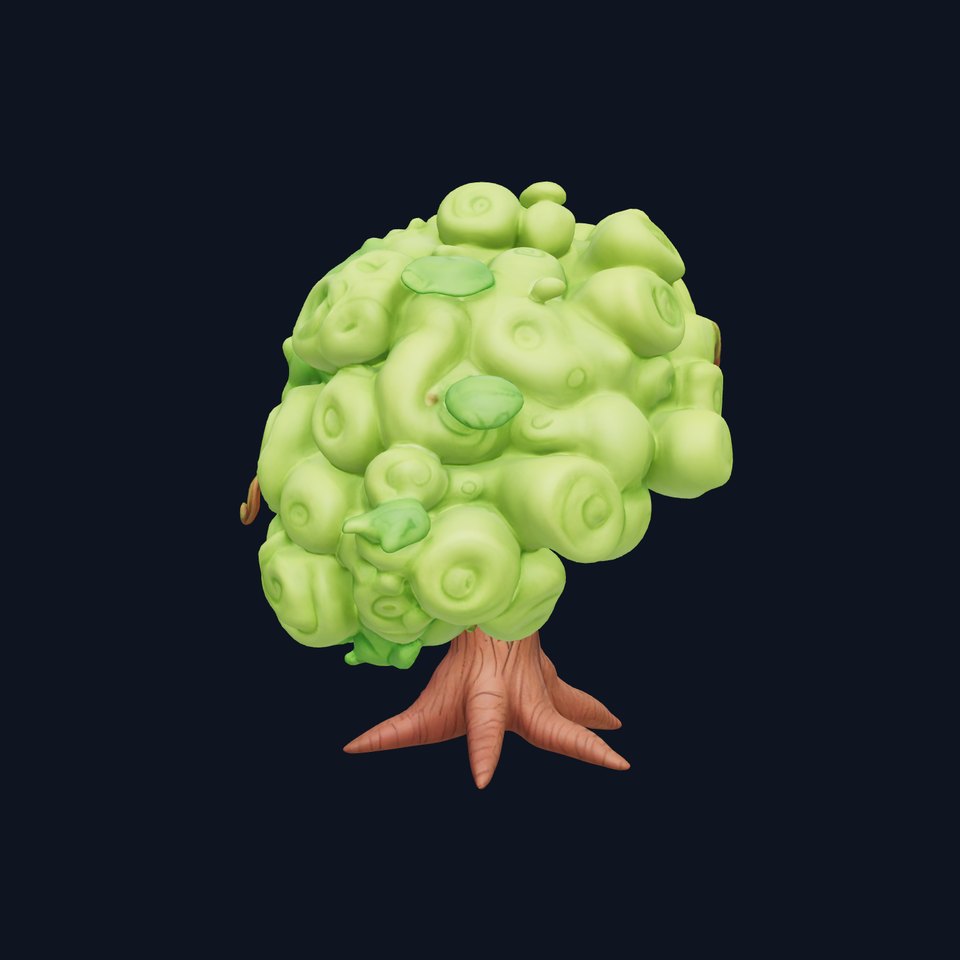 Curly Tree Cartoon Style D Model Pack