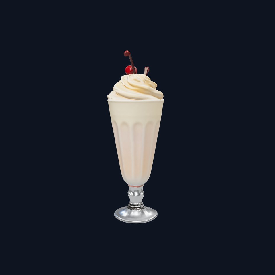 Milkshake with Cherry Glass model pack