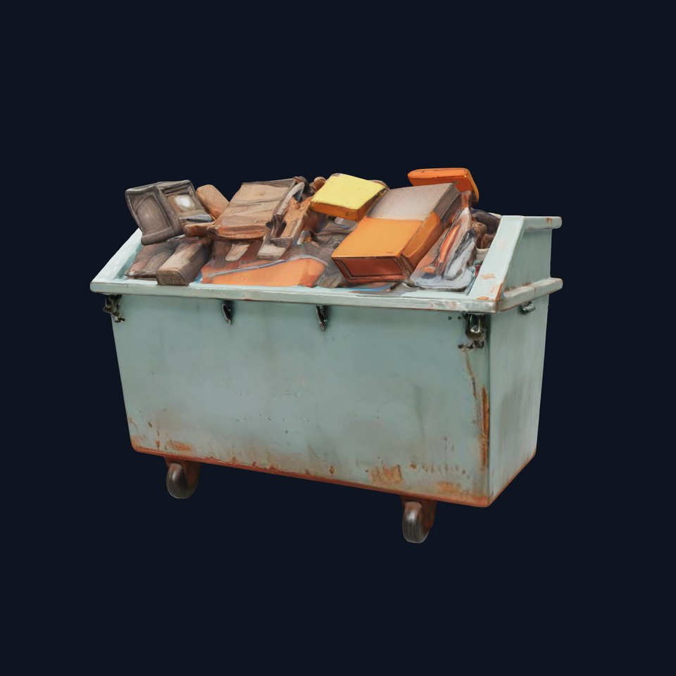 Industrial Dumpster with Debris Model Pack