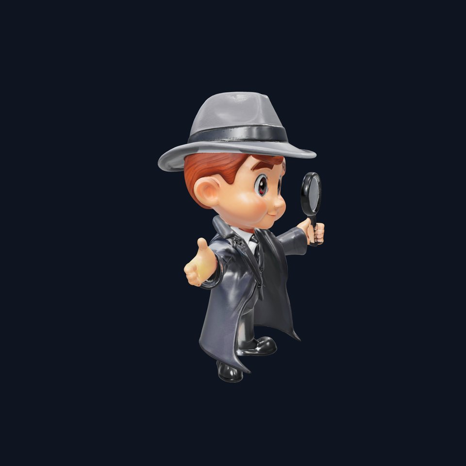 Detective Boy Character Model Rigged and Animated