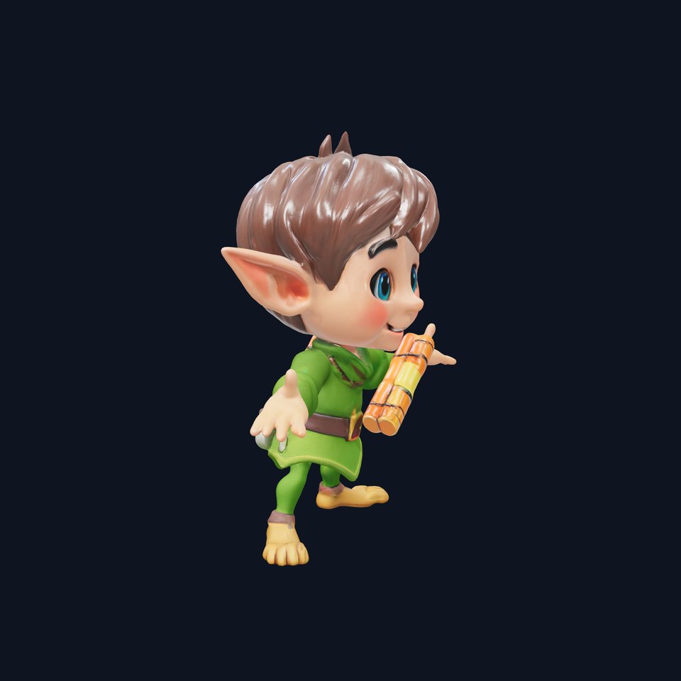 Charming Elf Explorer Rigged and Animated D Character Model
