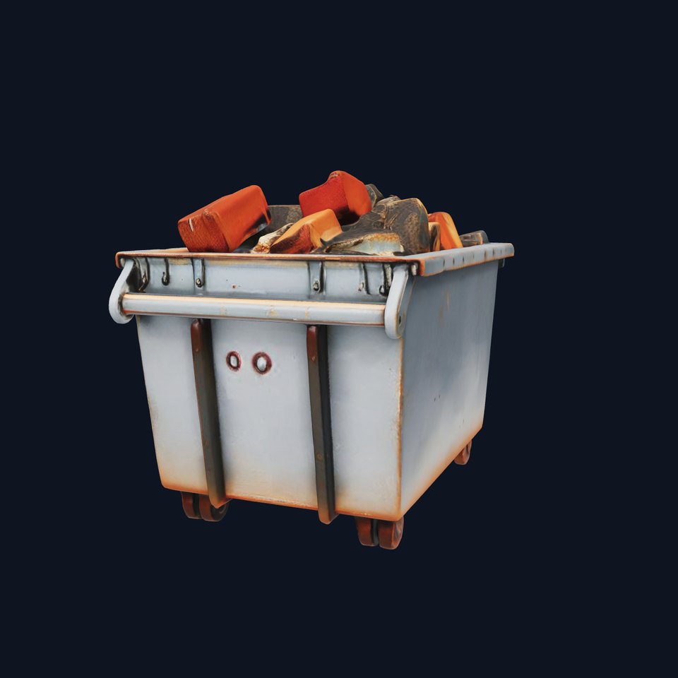 Industrial Dumpster with Bricks Model Pack