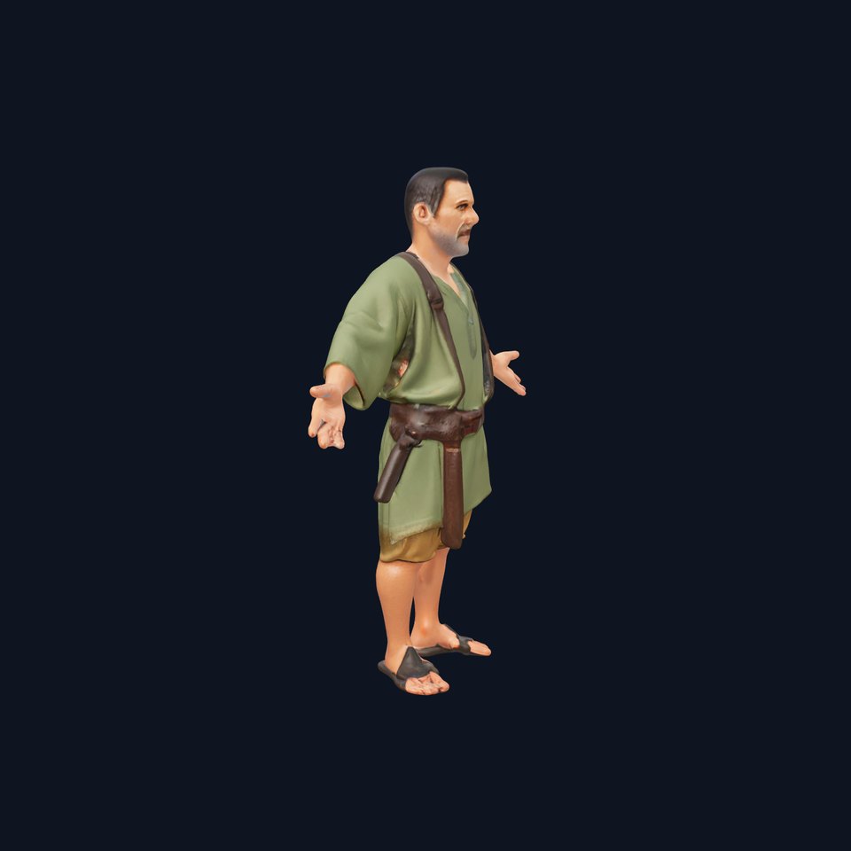 Medieval Peasant Character Rigged and Animated