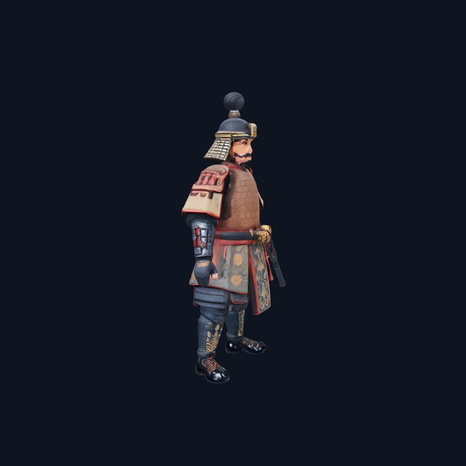 Samurai Warrior Rigged and Animated D Character Model