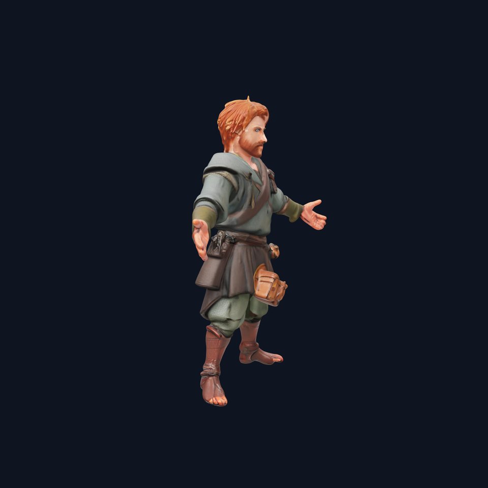 Medieval Ranger Rigged and Animated D Character Model