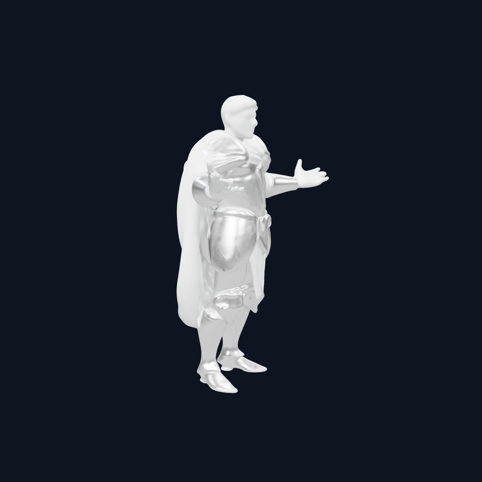 Heroic Knight in Armor with Red Cape Rigged and Animated Character Model