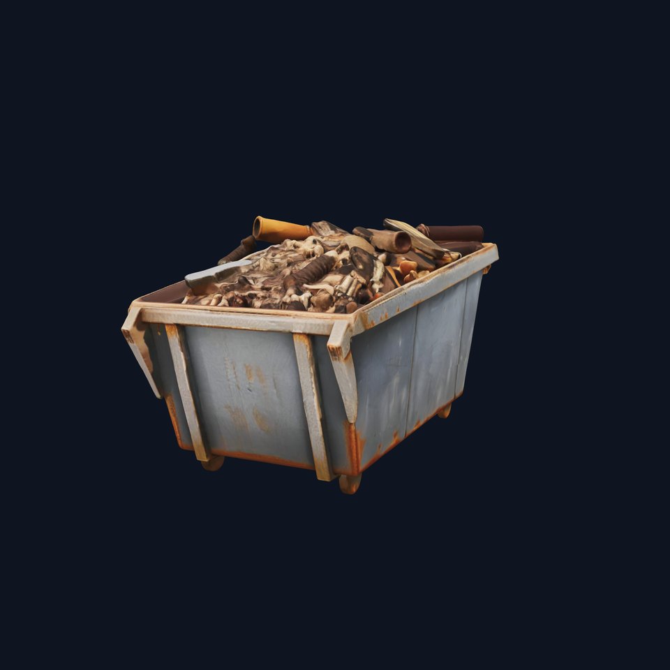 Rusted Construction Dumpster with Debris D Model Pack
