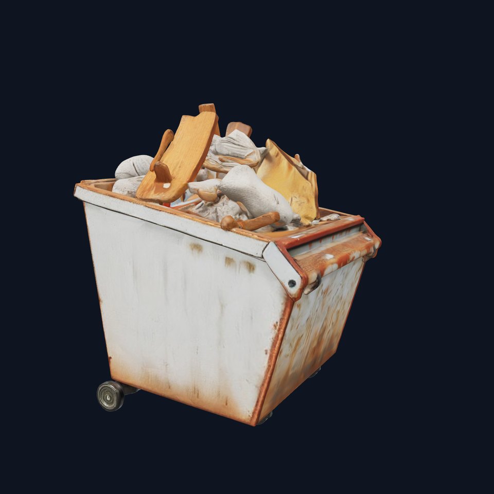 Industrial Dumpster with Debris Model Pack