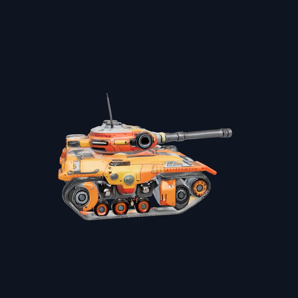 Futuristic Orange Battle Tank D Model Pack