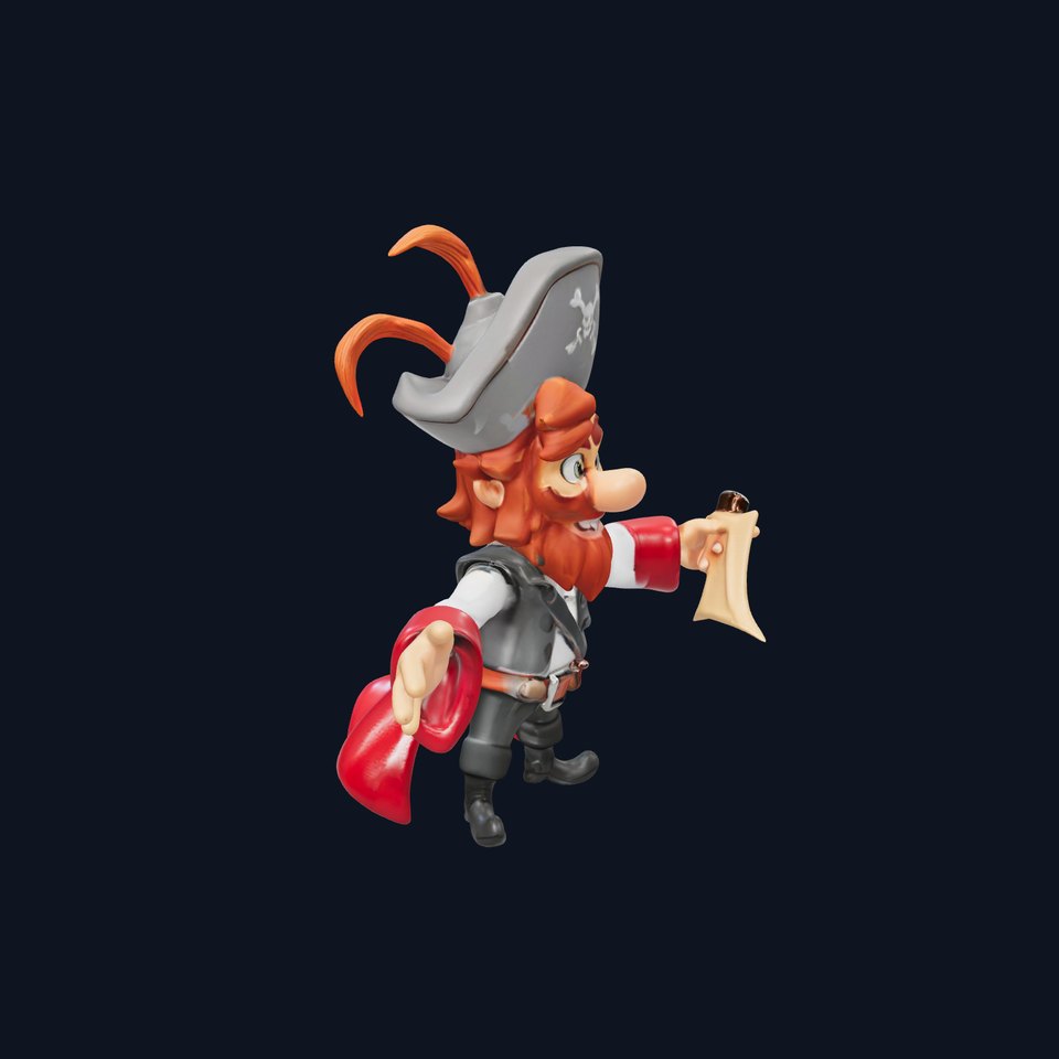 Animated Pirate Character Model Rigged and Animated