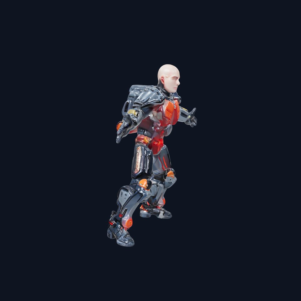 Cybernetic Warrior Rigged and Animated D Model