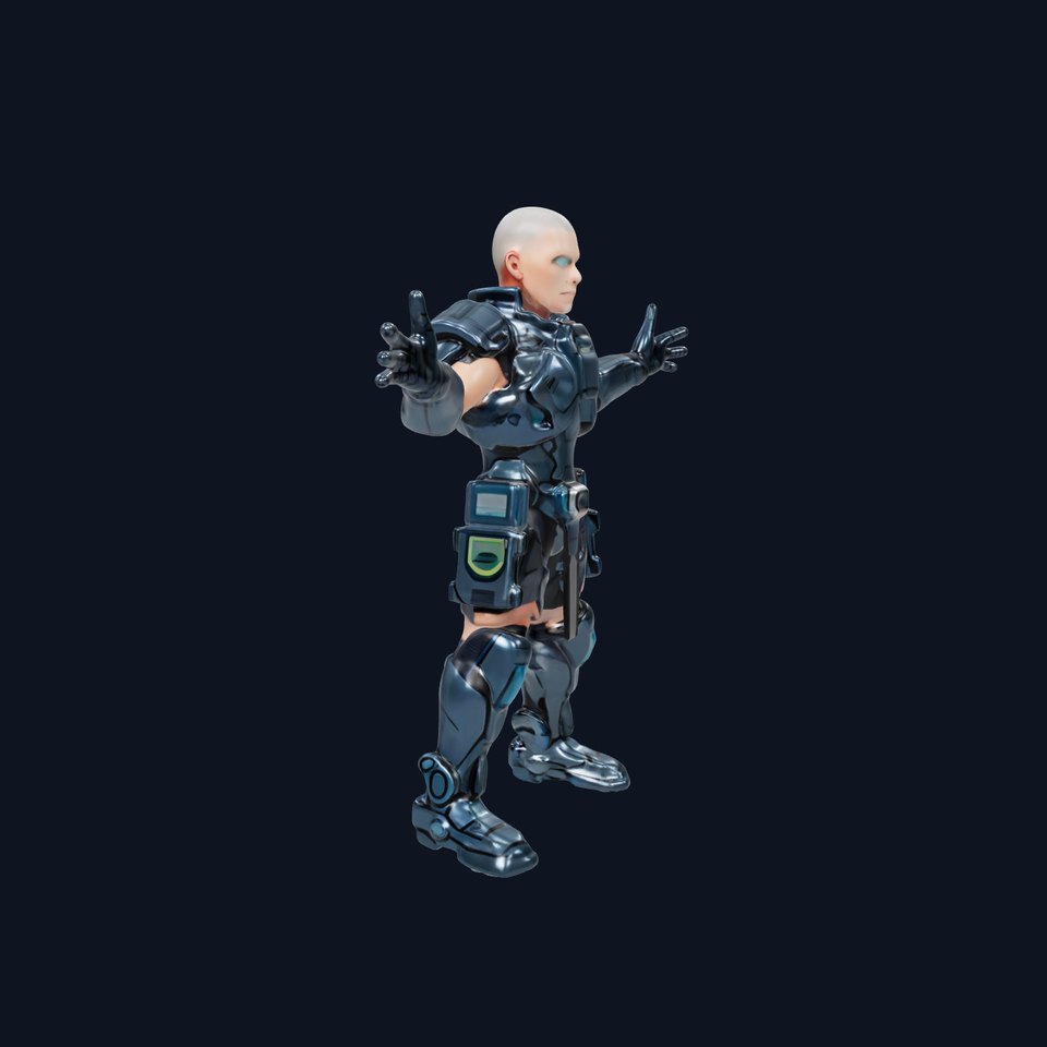 Futuristic Armored Soldier Rigged and Animated D Character Model