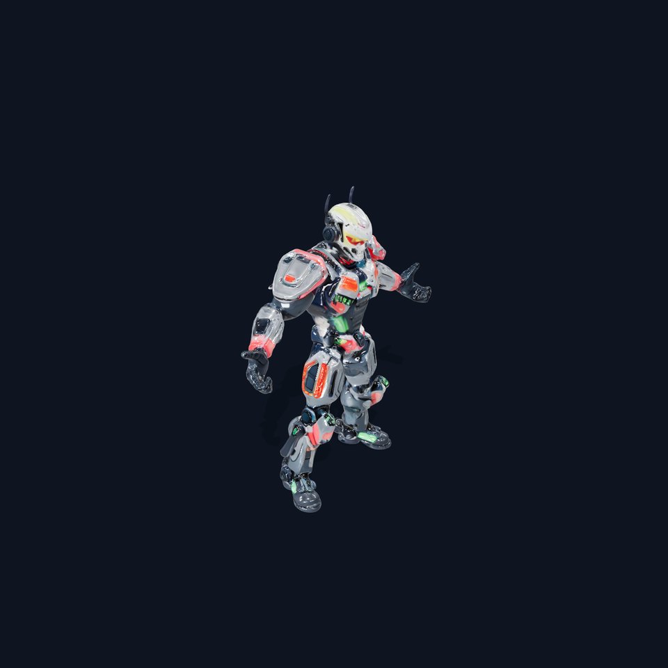 Cybernetic Skeleton Warrior Rigged and Animated