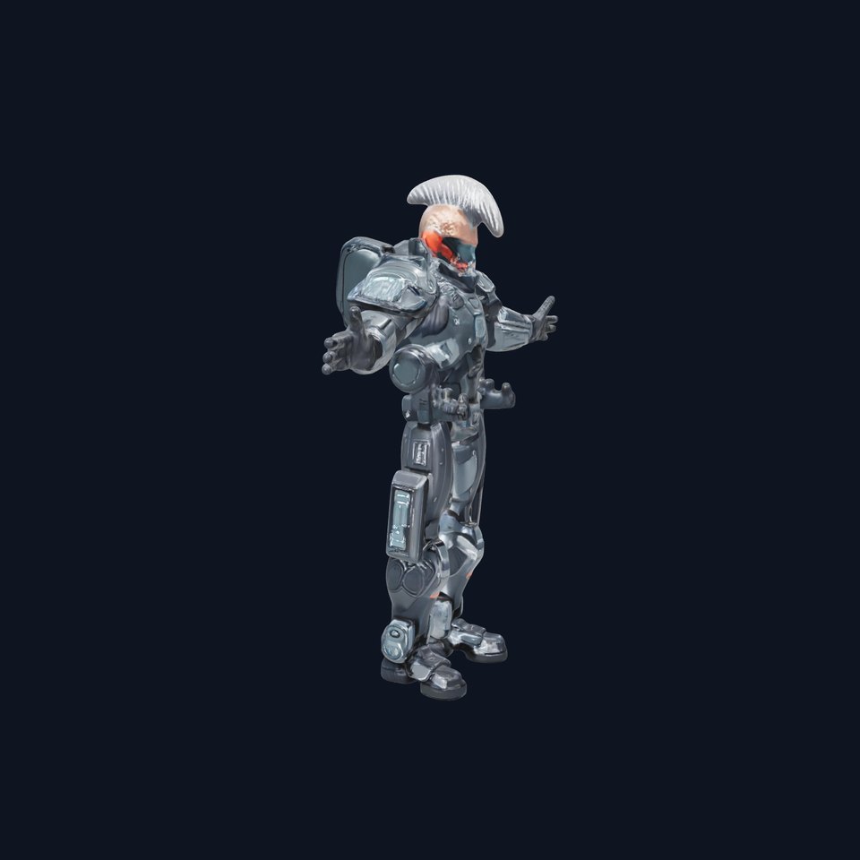 Futuristic Cyber Soldier Rigged and Animated D Character Model