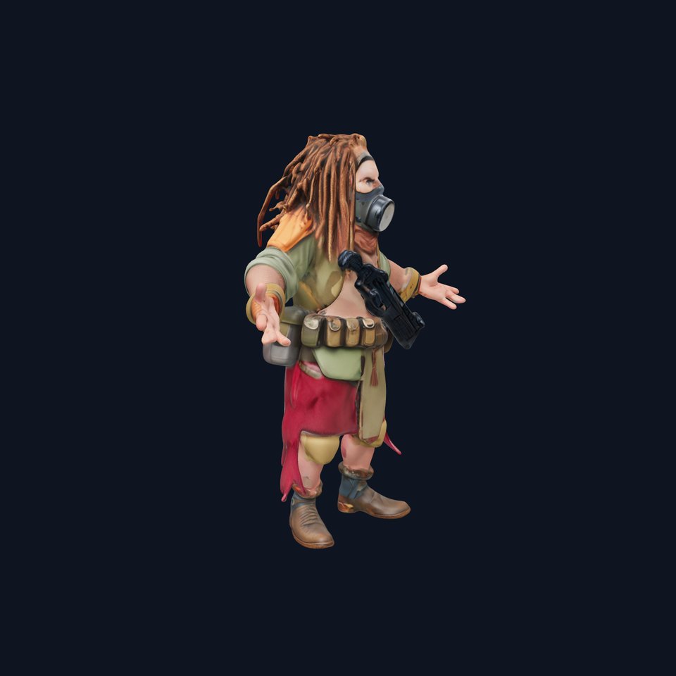 Postapocalyptic Survivor Rigged and Animated D Character Model