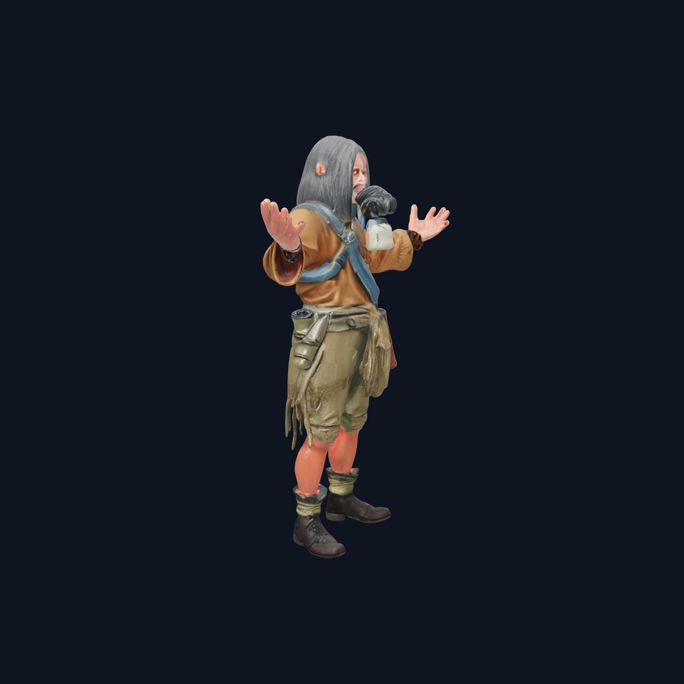 PostApocalyptic Survivor with Gas Mask Rigged and Animated