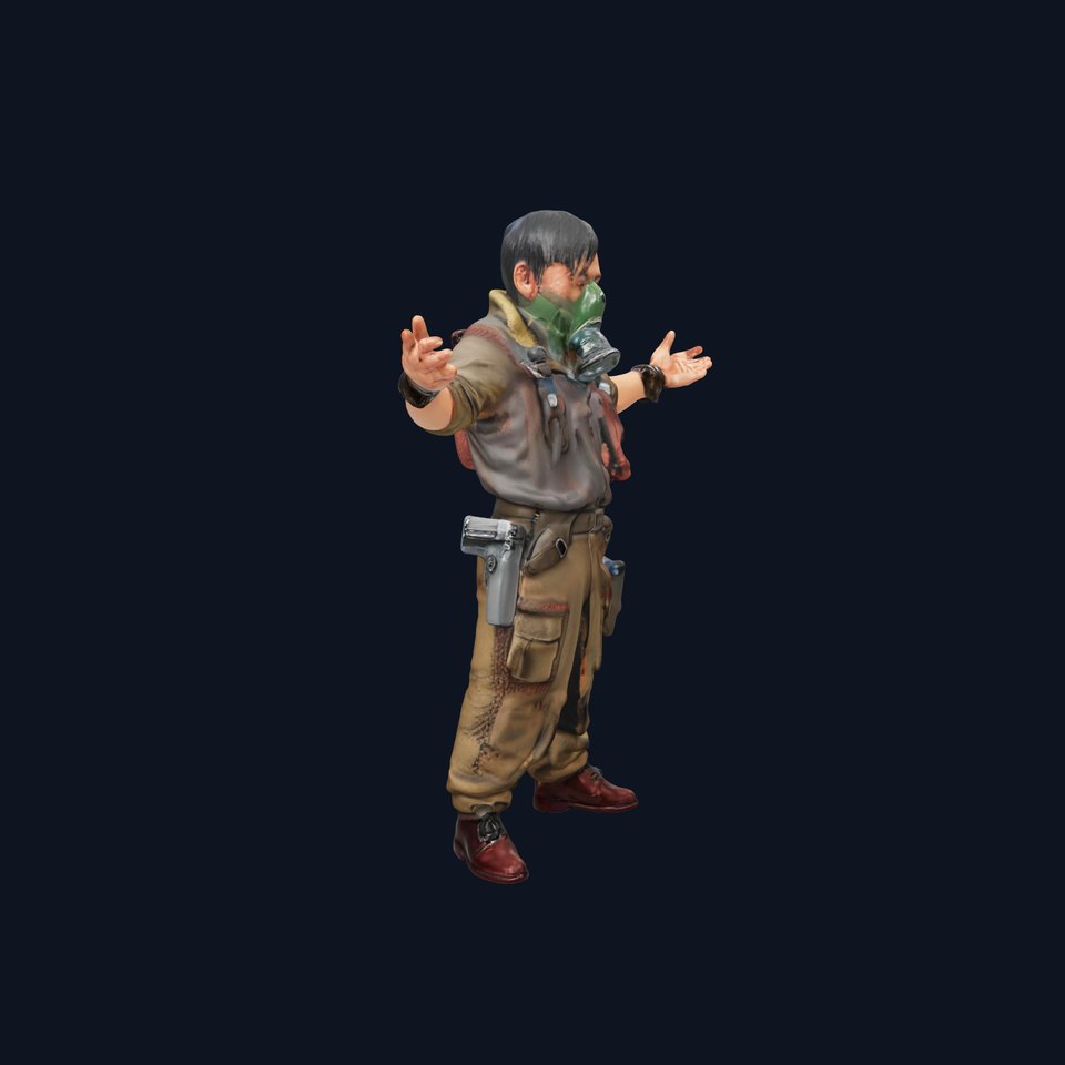 PostApocalyptic Survivor D Character Rigged and Animated