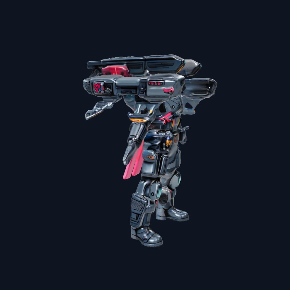 Futuristic Armored Soldier with Jetpack Rigged and Animated Model