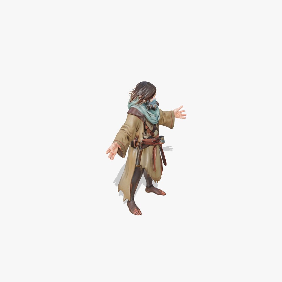 Wasteland Wanderer Rigged and Animated D Character Model