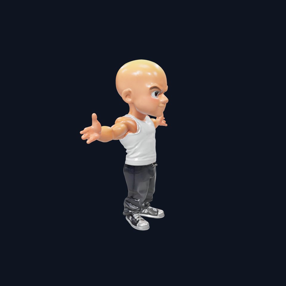 Bald Muscle Cartoon Character Rigged and Animated