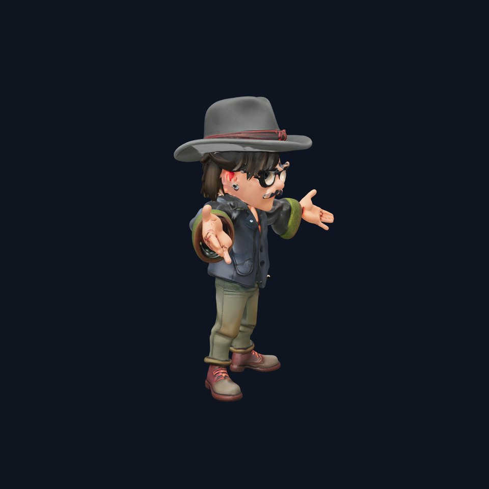 Cartoon Adventurer Character Rigged and Animated D Model