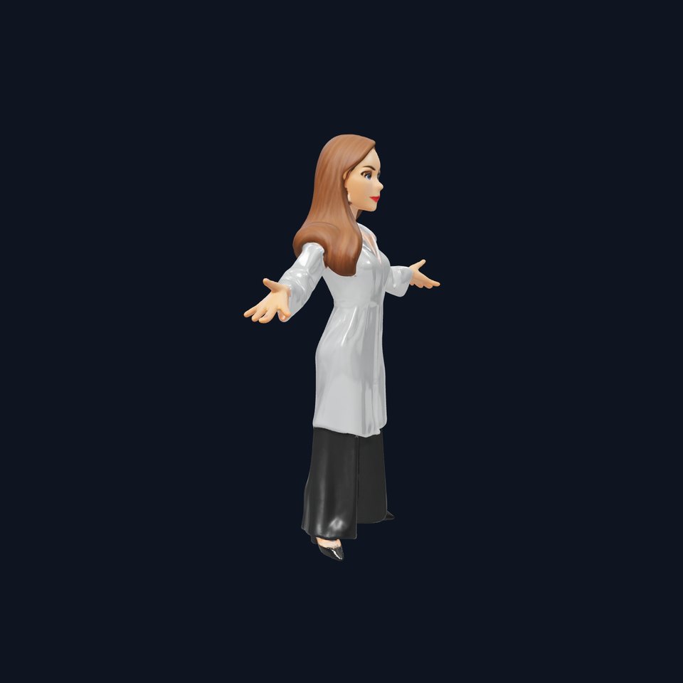 D Female Scientist Character Model Rigged and Animated