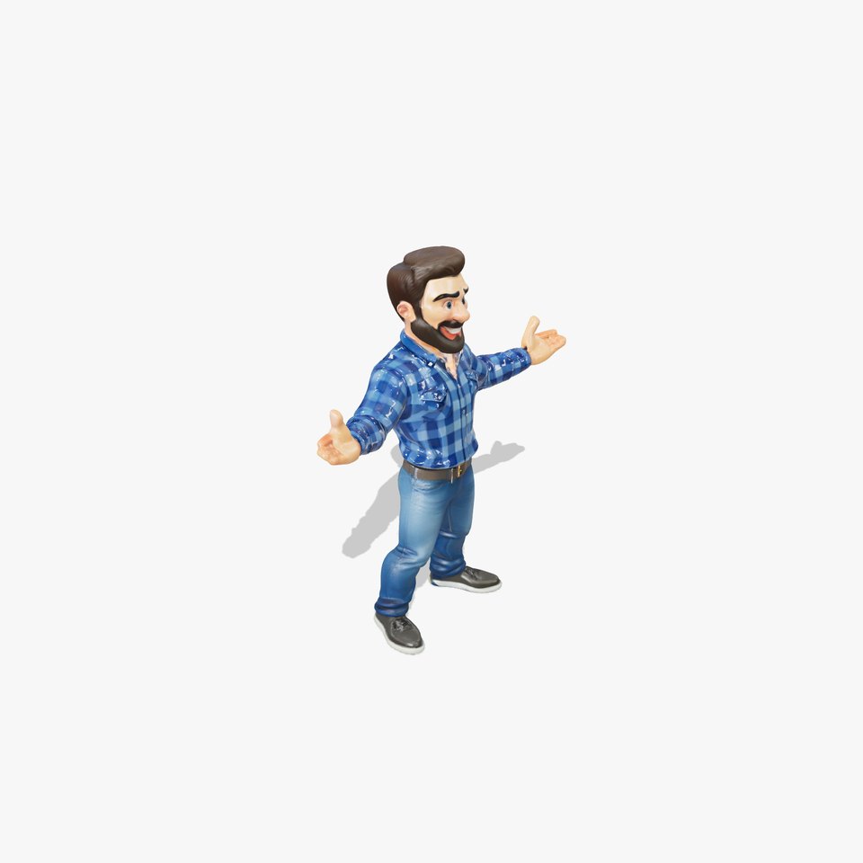 Casual Plaid Shirt Character Rigged and Animated