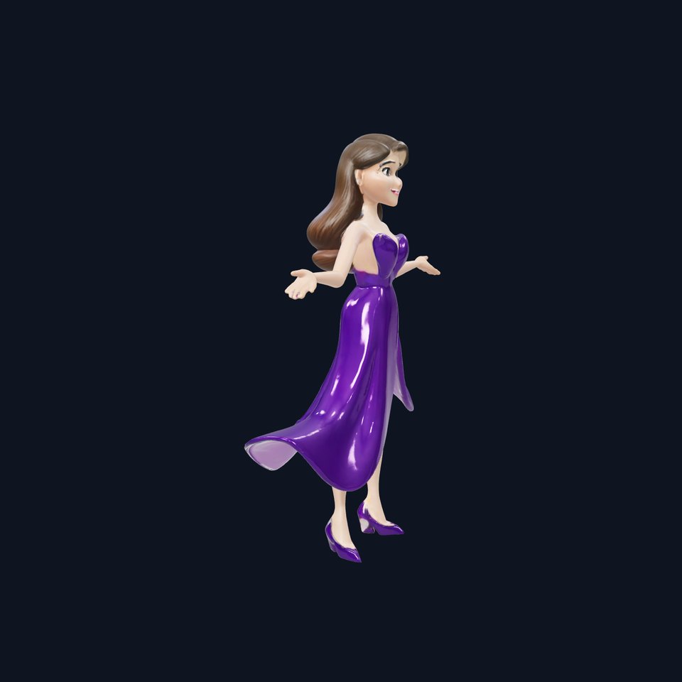 Elegant Evening Gown Character Rigged and Animated