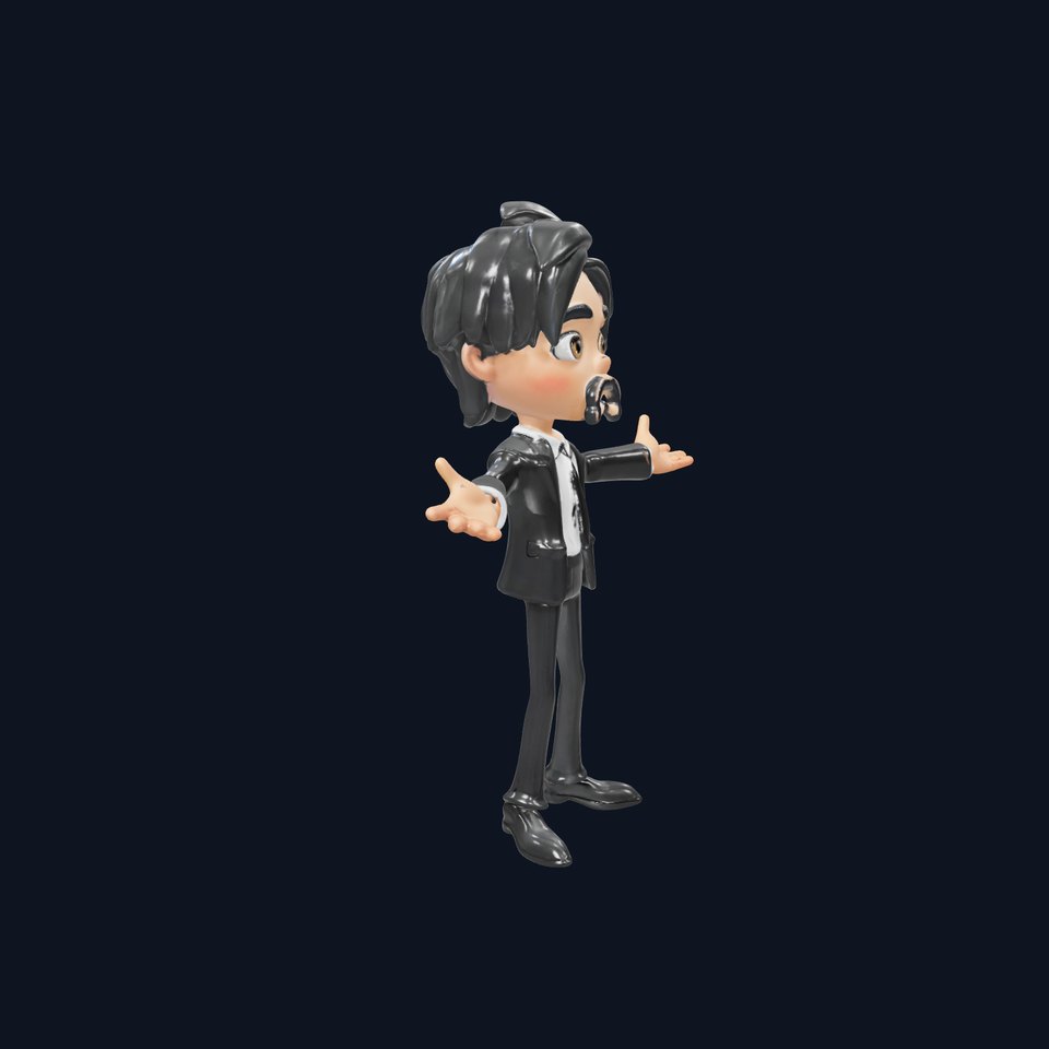 Stylish Suit Character Model  Rigged and Animated