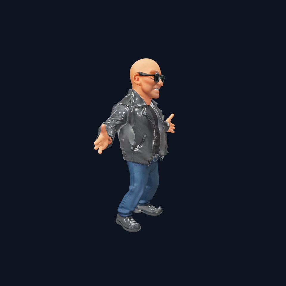 Cool Biker Hero Rigged and Animated Character Model
