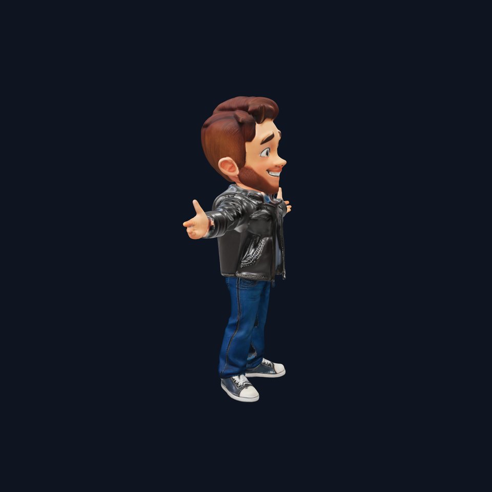Energetic Leather Jacket Character Model Rigged and Animated