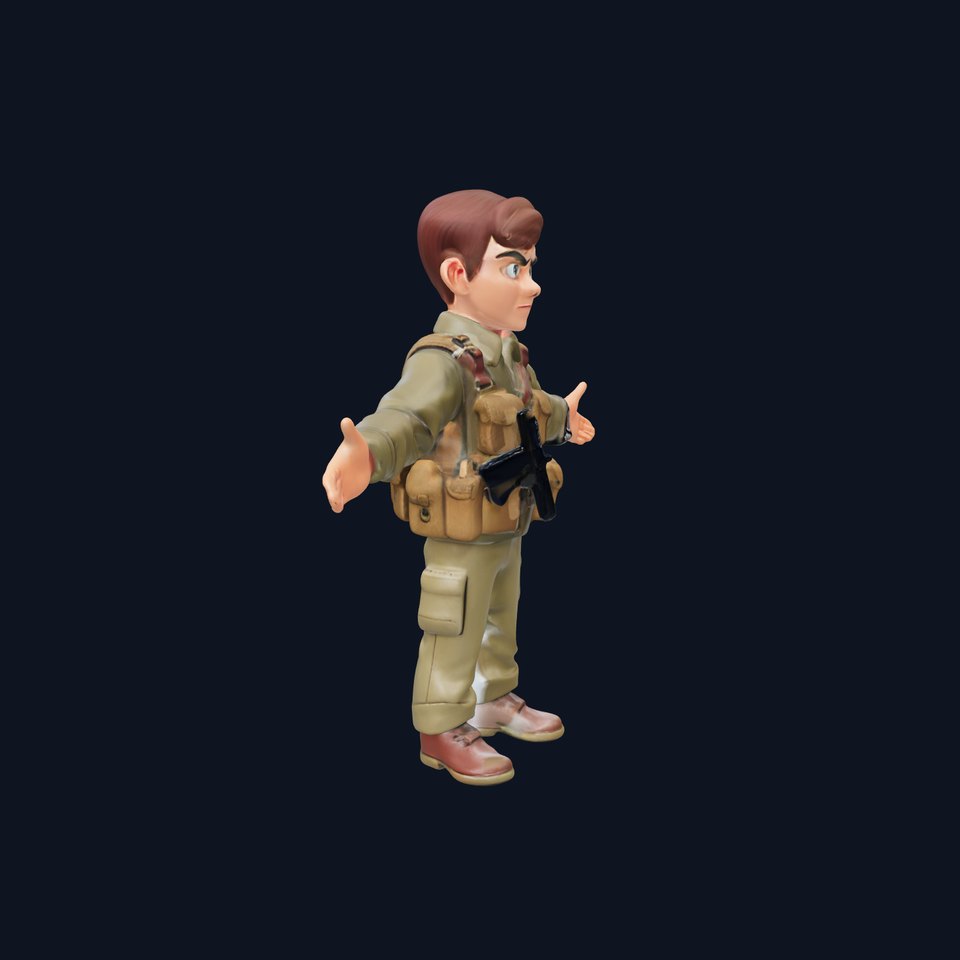 D Soldier Kid Character Rigged and Animated for Games