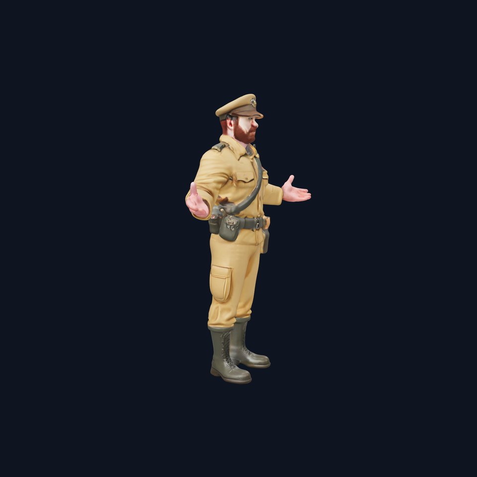Military Officer D Character Model Rigged and Animated