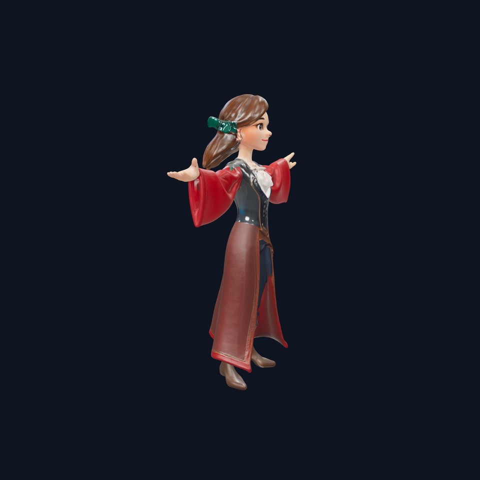 Pirate Adventurer Female Character Rigged and Animated