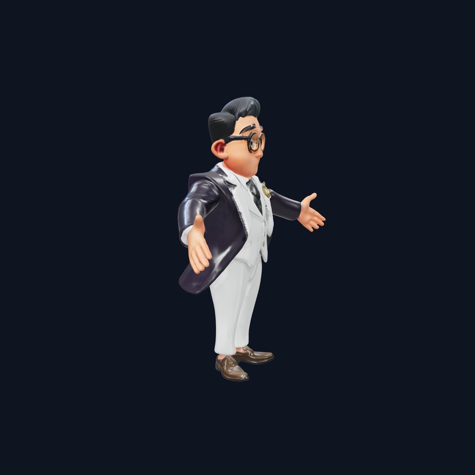 Charming Animated Businessman D Model  Rigged and Animated