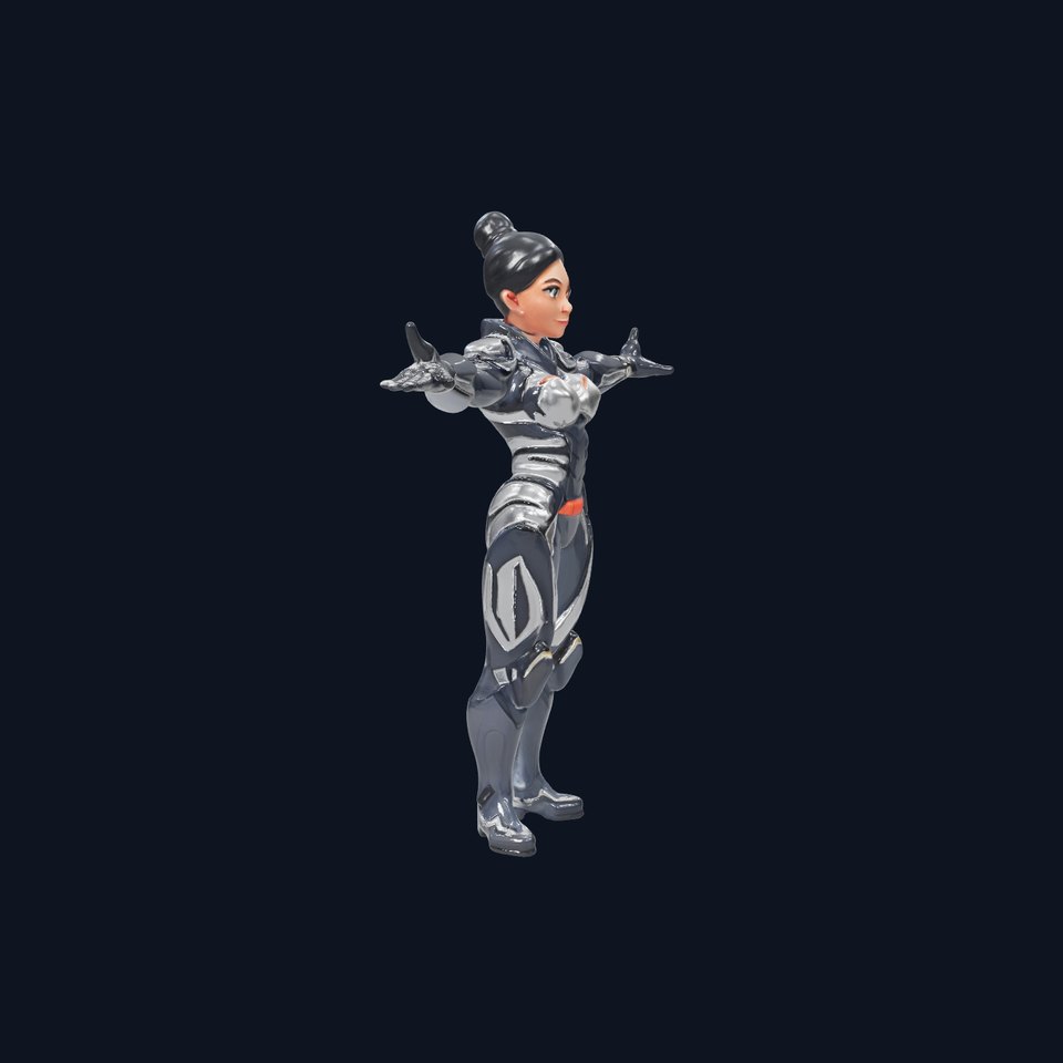 Futuristic Armored Female Character Rigged and Animated