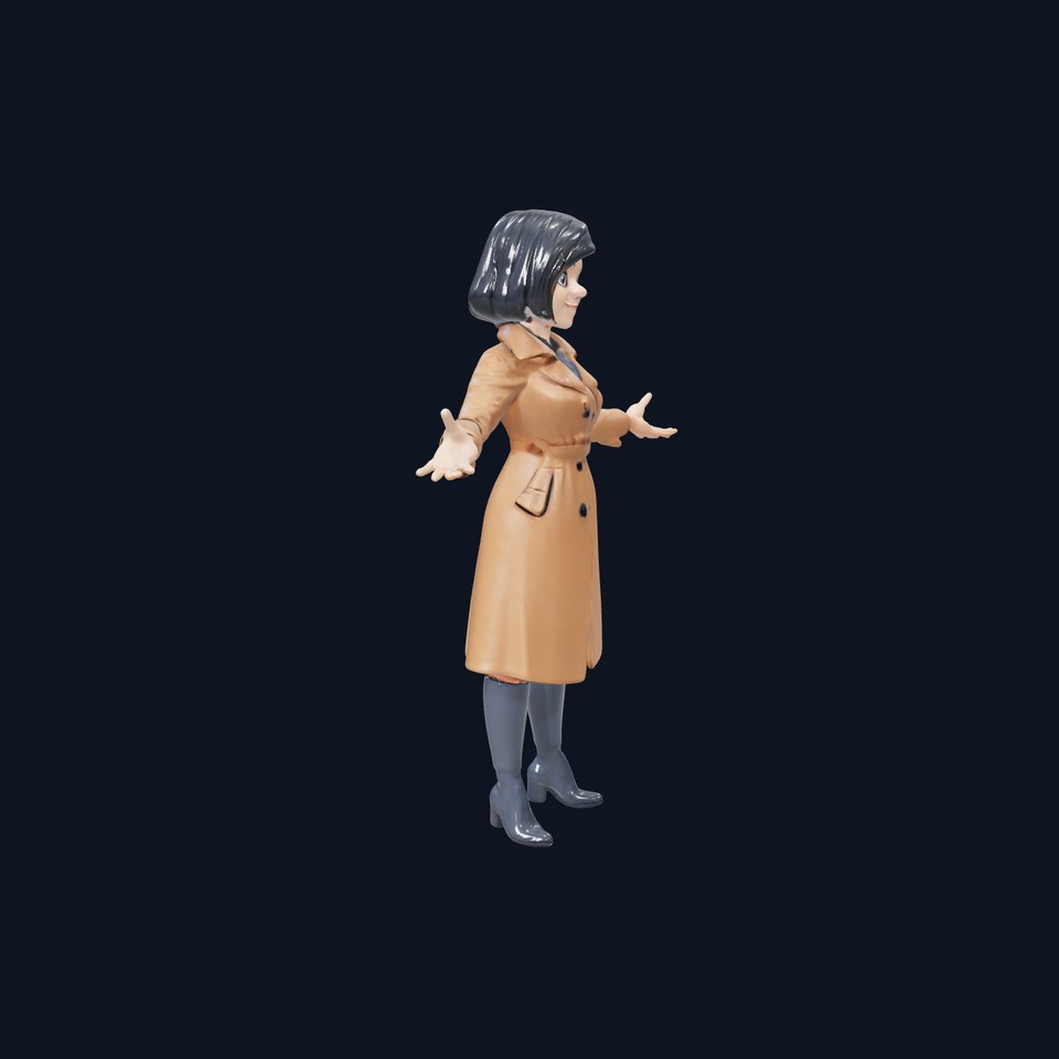 Stylish Detective Character Model  Rigged and Animated