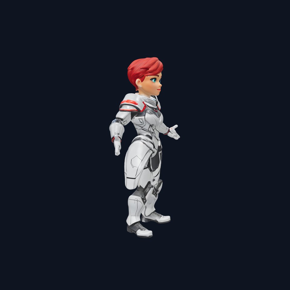 Futuristic Female Soldier Rigged and Animated D Character Model