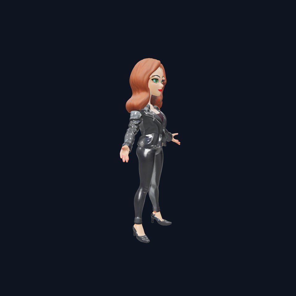 Stylish Female Character in Leather Jacket  Rigged and Animated
